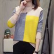 Suéter de empalme para mujer, color block, pulóver, camisa de fondo