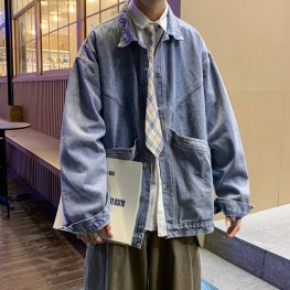 Automne Nouveau Denim Veste En Jean À La Mode Manteau Neutre Coréen