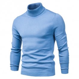 Nuevos suéteres para hombre gruesos de cuello alto de invierno Color sólido informal