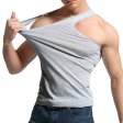 Camisetas sin mangas Hombre 100% Algodón Sólido Chaleco Hombre Transpirable - Gris