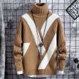 Suéteres gruesos y cálidos de invierno para hombre, cuello alto, patchwork informal