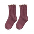 1 pieza nueva moda niños calcetines de algodón borde con volantes suave - púrpura