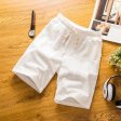 Men Loose Breathable Beach Shorts Linen Cotton Shorts - White