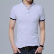Men Solid Slim Fit Short Sleeve Cotton Collar Casual T Shirt