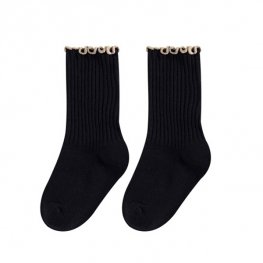 1 Pcs New Fashion Kids Cotton Socks Ruffled Edge Soft - Black