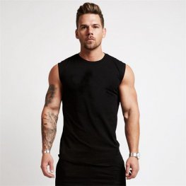 Gym Workout Sleeveless Shirt Tank Top Men Clothing - Black