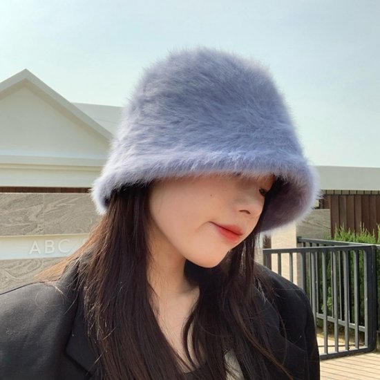 Winter Women\'s Fashion Rabbit fur Hat Bucket Cap