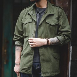 Giacche per uomo Giacca di jeans oversize verde militare Vintage militare