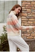 Suéter de punto de manga larga a cuadros de cuello alto informal para mujer