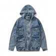 Multi-pocket Hooded Denim Jacket Men's Retro Casual Jackets