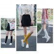1 Pcs Ladies Knee High Soild Color Cotton Socks - Black