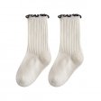 1 pezzo di calzini di cotone per bambini di nuova moda con bordo arruffato morbido - bianco