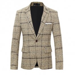 Chaqueta Blazer Chaqueta de traje a cuadros Abrigo para hombre Slim Fit Vestido Tops Ropa