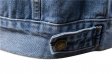 Veste en jean pour homme Veste décontractée à boutonnage simple à revers de couleur unie