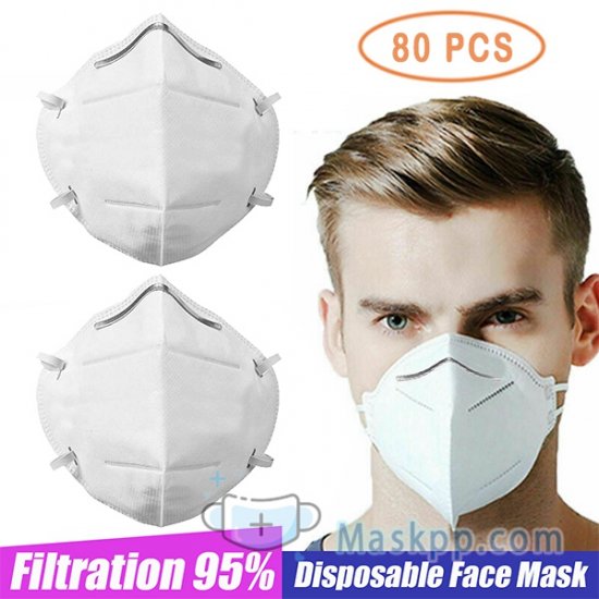 80 Pcs Disposable Mask Breathable Comfortable Face Mask Dust PM2.5