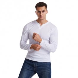 Moda para hombre Slim Fit Fitness camisetas de manga larga