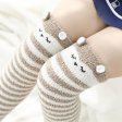 Girls Winter Warm Coral Cotton Stockings Striped Animal Modeling