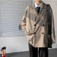 Giacche vintage da uomo Cappotto boxy doppio petto micro scozzese