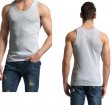 Camisetas sin mangas Hombre 100% Algodón Sólido Chaleco Hombre Transpirable - Gris