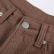 Vintage Brown Jeans For Female Classic Wide Denim Pants
