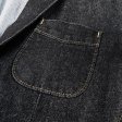 Veste de costume en jean pour homme en coton avec poches simples