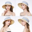 Sombrero para el sol de playa de paja para mujer de ala ancha UPF 50+ ajustable