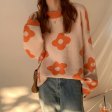 Knitted Sweater Flower Pullover Vintage Loose Sweater Female
