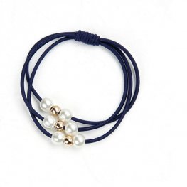 1 pièces Pearl Hair Ties Anneau de cheveux multicouche avec élastique - Bleu
