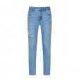 Jeans cropped in cotone con jeans skinny da uomo di distruzione