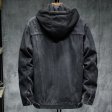Men Black Winter Jean Jackets Outerwear Warm Denim Coats