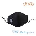 30 Pcs Face Mask Washable Reusable Anti-fog PM2.5 Mask With Breathing Valve - Black