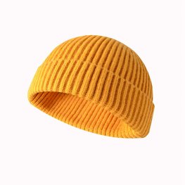 Knitted Hat Men Beanie Skullcap Autumn Hat - Yellow