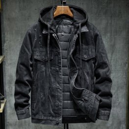 Hombres Chaquetas de mezclilla de invierno negras Prendas de abrigo Abrigos de mezclilla cálidos