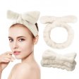 Fascia per capelli Bowknot cosmetica elastica regolabile per il trucco del viso (bianca 1 pz)
