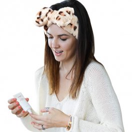 1 Pcs Leopard Headband Coral Fleece Facial Makeup Headband
