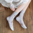 1 Pcs New Style Women's Small Floral Middle Tube Socks - White