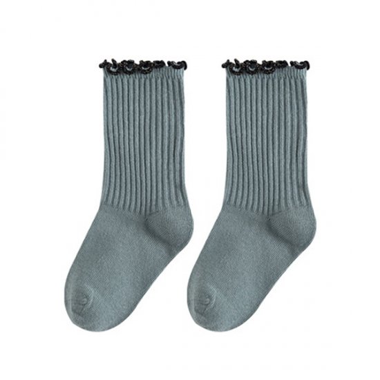 1 Pcs Nouvelle Mode Enfants Chaussettes En Coton Bord À Volants Doux - Vert