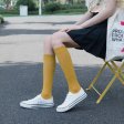 1 paire de chaussettes en coton de couleur soild pour dames - jaune