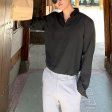 Camicie con risvolto a maniche lunghe casual stile coreano streetwear uomo
