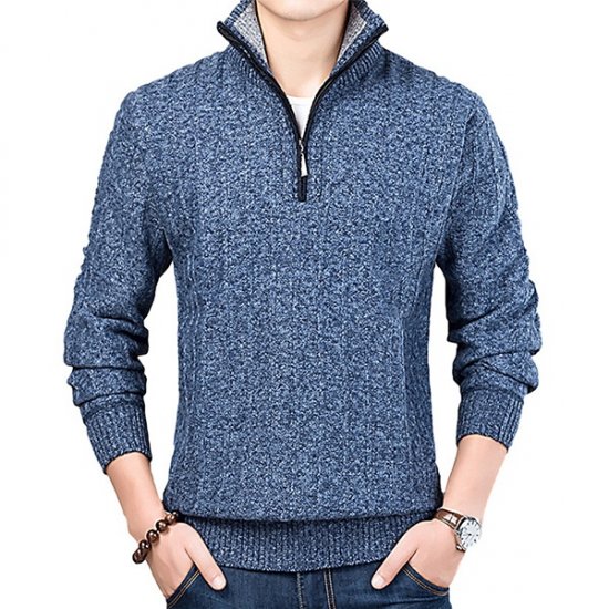 Men\'s Sweater Coat Faux Fur Wool Sweater Jackets Thick Coat