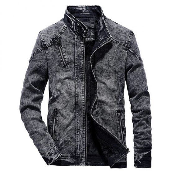 Veste en denim pour homme Vintage Vêtements de mode décontractés solides