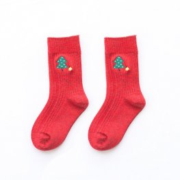 1 Pcs Christmas Style Children Boys Girl Cotton Sock - Red