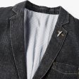 Veste de costume en jean pour homme en coton avec poches simples