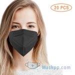 20 Pcs 5 Layer Protection Breathable Face Mask - Black - Filtration>95%