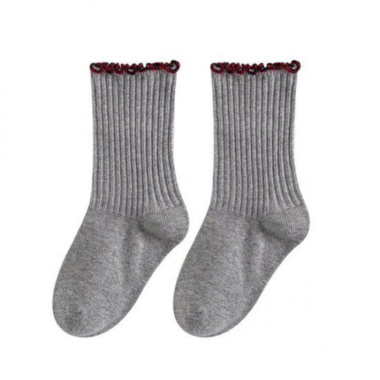1 pezzo di calzini in cotone per bambini di nuova moda con bordo arruffato morbido - grigio
