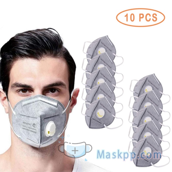 10 Pcs Disposable Air Purifier Facial Masks with Filter Valve - Gray